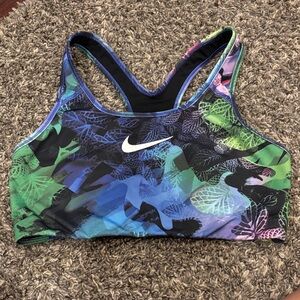 Nike Women's Leaf Pattern Sports Bra - Blue, Green, Black